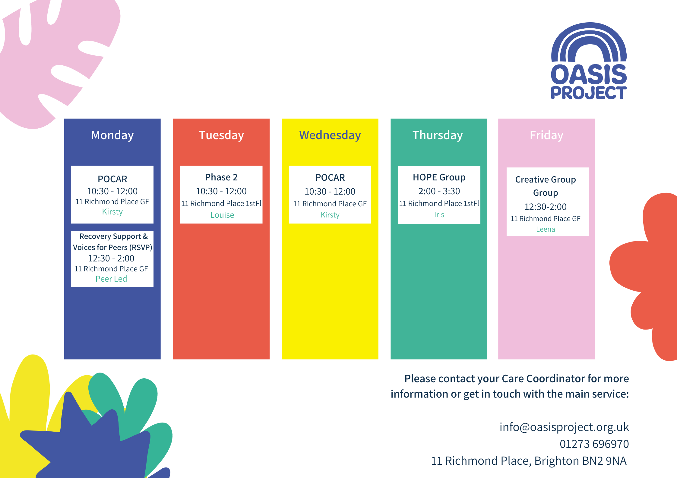 Oasis Project Groups October 2023